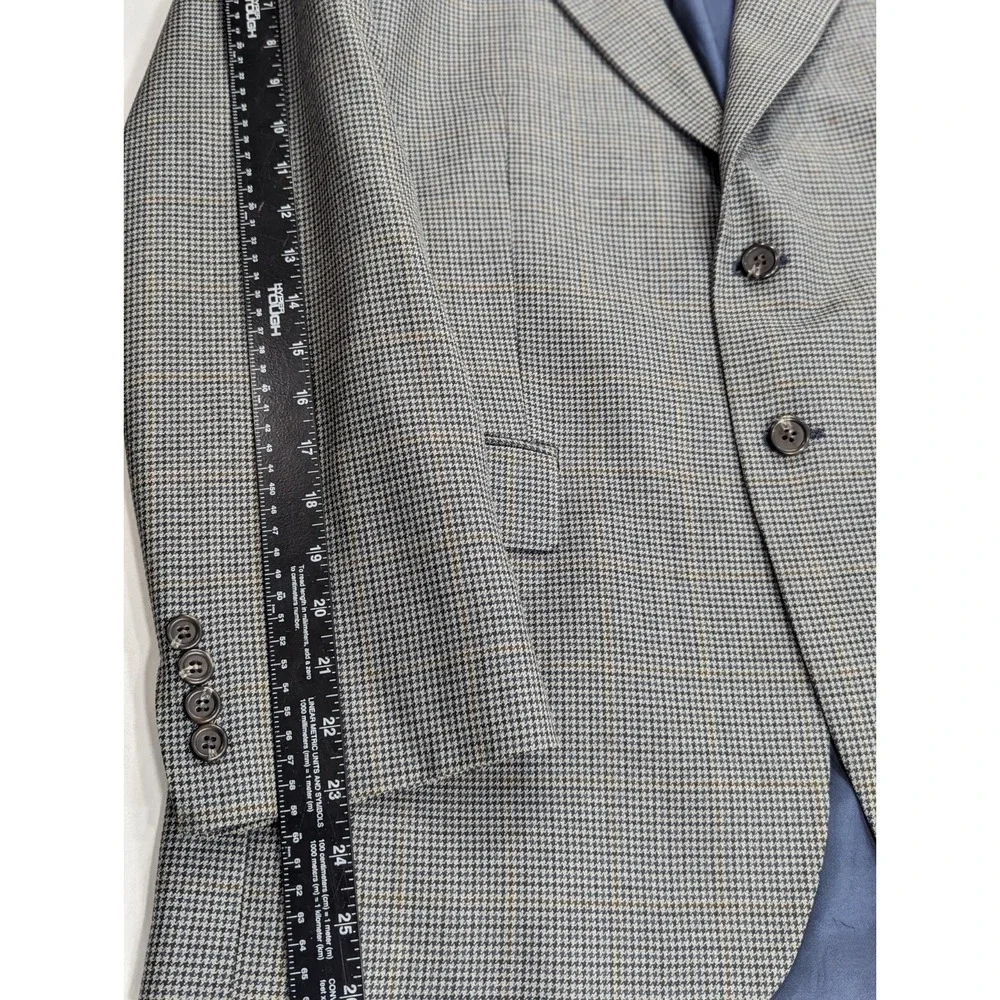 Ralph Lauren Blazer Sports Coat Silk Wool Gray Houndstooth Suit‎ Jacket 42S 46